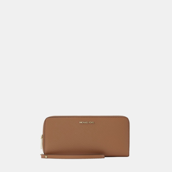 Jet Set Travel Large Pebbled Leather Wristlet - LUGGAGE