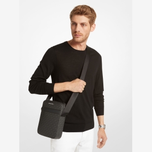 Michael Kors Outlet Cooper Signature Logo Flight Bag - BLACK - Image 4