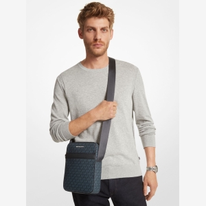 Michael Kors Outlet Cooper Signature Logo Flight Bag - ADMRL/PLBLUE - Image 4