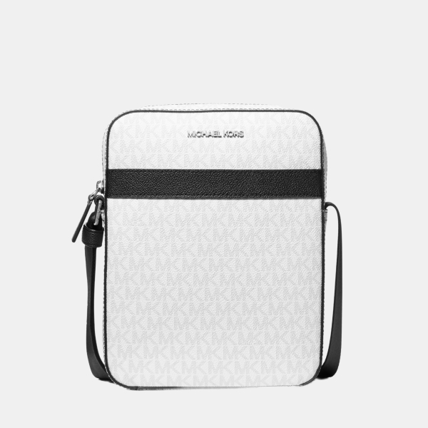 Michael Kors Outlet Cooper Signature Logo Flight Bag - BRIGHT WHT