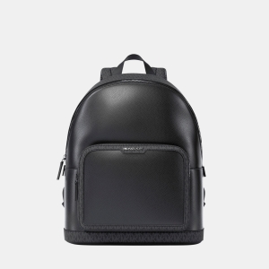 Michael Kors Outlet Cooper Medium Pebbled Leather and Signature Logo Commuter Backpack - BLACK