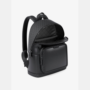 Michael Kors Outlet Cooper Medium Pebbled Leather and Signature Logo Commuter Backpack - BLACK - Image 3