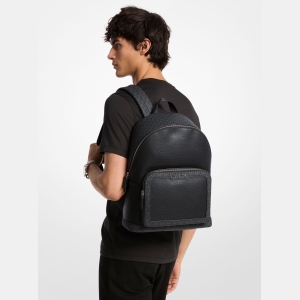 Michael Kors Outlet Cooper Medium Pebbled Leather and Signature Logo Commuter Backpack - BLACK - Image 5