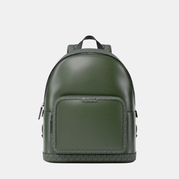 Michael Kors Outlet Cooper Medium Pebbled Leather and Signature Logo Commuter Backpack - MOSS