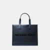 Michael Kors Outlet Cooper Logo Embossed Pebbled Leather Tote Bag - NAVY