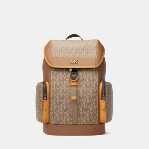 Michael Kors Outlet Cooper Medium Signature Logo City Backpack - CML/RORG MUL