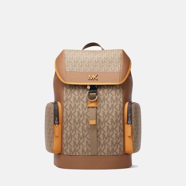 Michael Kors Outlet Cooper Medium Signature Logo City Backpack - CML/RORG MUL