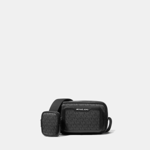 Michael Kors Outlet Cooper Signature Logo Camera Crossbody Bag With Pouch - BLACK
