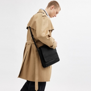 Coach Houston Map Bag In Signature Canvas - Gunmetal/Black - Image 3
