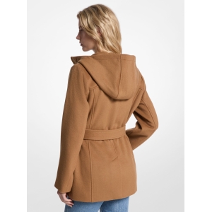 Wool Blend Hooded Coat - DARK CAMEL - Image 3