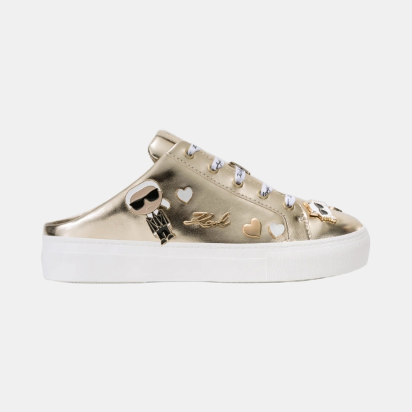 KARL LAGERFELD PARIS CAMBRIA CATE PIN METALLIC SNEAKER MULE