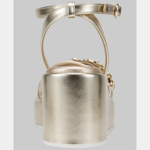 KARL LAGERFELD PARIS CLEMONS ANKLE STRAP WEDGE SANDAL - White Gold - Image 4