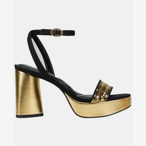 KARL LAGERFELD PARIS HADEN LOGO SEQUIN PLATFORM HEEL