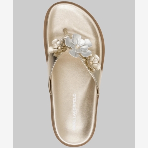 KARL LAGERFELD PARIS HAYZE FLEUR FLIP FLOP - White Gold - Image 5