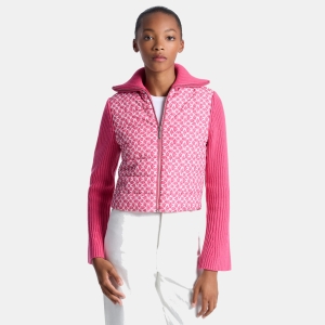 Quilted Graphic Logo and Knit Jacket - HIBISCUS