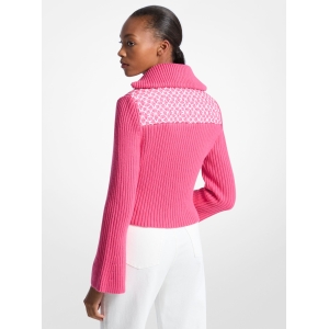 Quilted Graphic Logo and Knit Jacket - HIBISCUS - Image 3