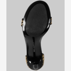 KARL LAGERFELD PARIS KENZ LOGO SEQUIN ANKLE STRAP SANDAL - Gold - Image 6