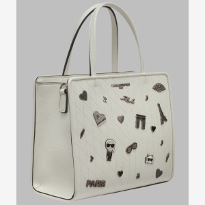 KARL LAGERFELD PARIS MAYBELLE SATCHEL WITH PINS - White - Image 3