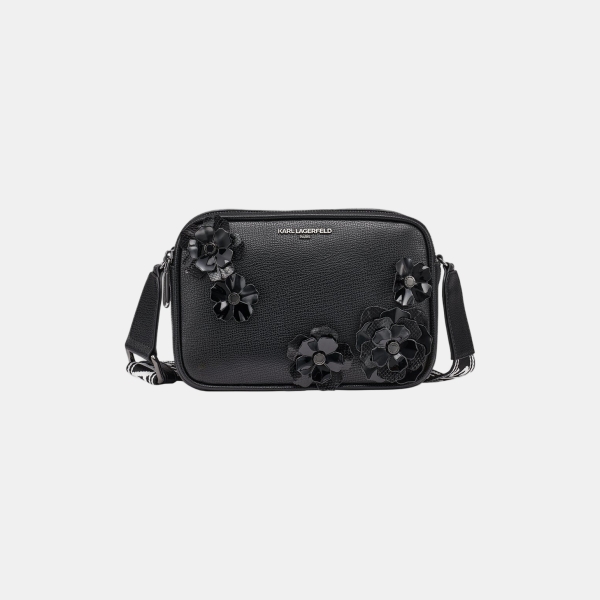 KARL LAGERFELD PARIS MAYBELLE CROSSBODY CAMERA BAG WITH FLOWERS