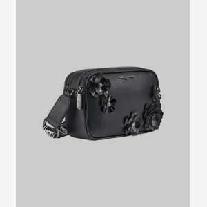 KARL LAGERFELD PARIS MAYBELLE CROSSBODY CAMERA BAG WITH FLOWERS - Black - Image 3