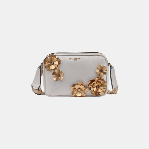 KARL LAGERFELD PARIS MAYBELLE CROSSBODY CAMERA BAG WITH FLOWERS