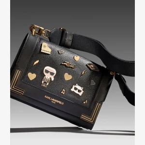 KARL LAGERFELD PARIS CAMILLE SHOULDER BAG - Black - Image 7