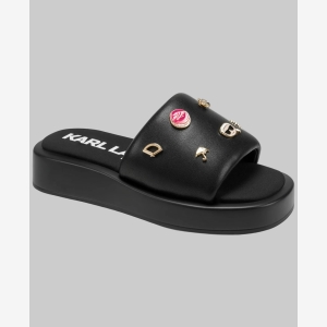 KARL LAGERFELD PARIS OPAL MACARON PLATFORM SLIDE - Black - Image 3