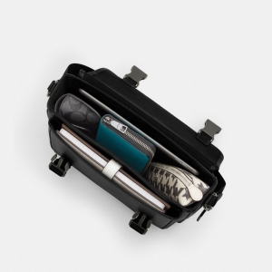 Coach Racer Messenger Bag In Signature Canvas - Gunmetal/Charcoal/Black - Image 6