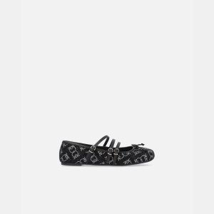 Pinko Monogram ballet flats with rhinestones and bow at the toe