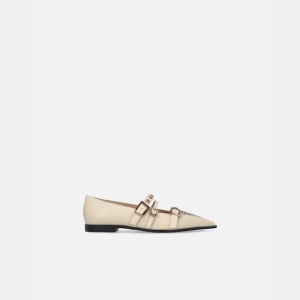 Pinko Pointed-toe leather ballerinas with studs