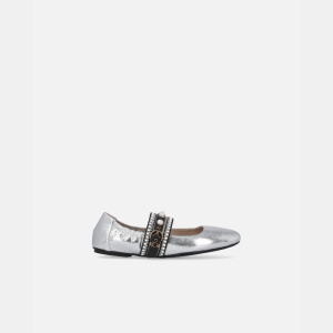 Pinko Laminated leather ballerinas with jewel band