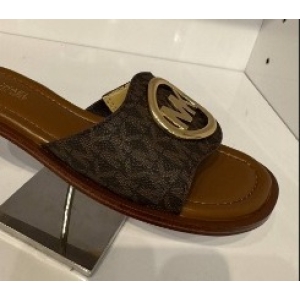Michael Kors Flat Slide Sandal - Brown Monogram - Size 8.5 US