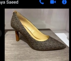 Michael Kors MK Monogram Pointed Toe High Heel Pump - Brown with MK Monogram - Size 8.5 US