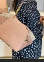 Michael Kors Monogram Shoulder Bag - Light Pink/Beige