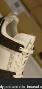 Michael Kors Monogram Sneaker - Cream, Dark Brown, Beige with Gold accents - Size 7 US