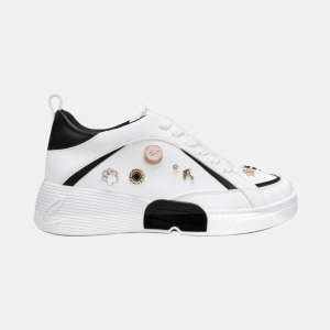 KARL LAGERFELD PARIS MINEOLA SNEAKER WITH PINS - Bright White/Black