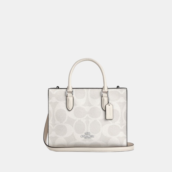 Coach Maggie Small Tote Bag In Signature Canvas - Silver/White/Chalk
