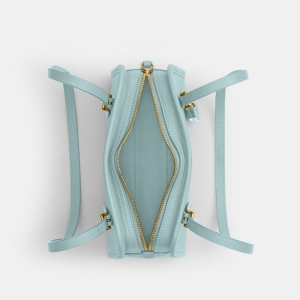 Coach Swing Zip Bag 20 - Brass/Light Blue - Image 6