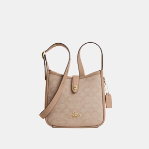 Coach Hadley Mini Crossbody Bag With Signature Canvas - Gold/Dark Natural Multi
