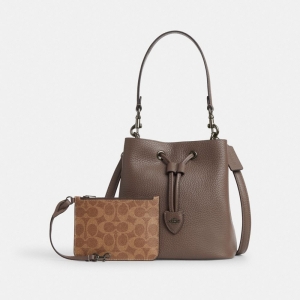 Coach Rowan Bucket Bag - Gunmetal/Dark Stone - Image 5