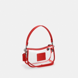 Coach Stadium Swinger Bag - Silver/Sport Red - Image 3