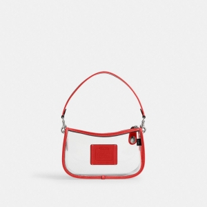 Coach Stadium Swinger Bag - Silver/Sport Red - Image 4