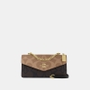 Coach Klare Envelope Crossbody Bag In Blocked Signature Canvas - Gold/Walnut/Tan