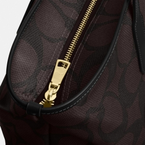 Coach Large City Tote Bag In Maxi Signature Canvas - Gold/Walnut/Black - Image 8