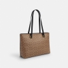 Coach Station Tote Bag In Signature Canvas - Gold/Tan/Black - Image 6