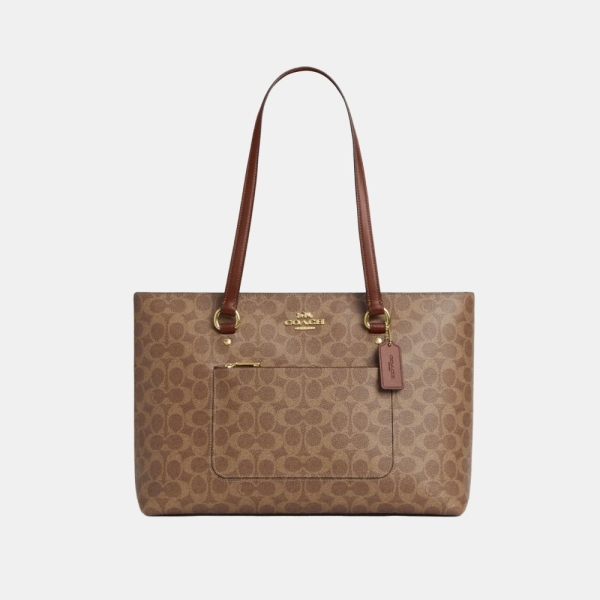 Coach Station Tote Bag In Signature Canvas - Gold/Tan/Brown