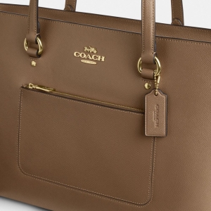 Coach Station Tote Bag - Gold/Dark Stone - Image 8