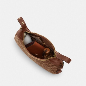 Coach Ella Shoulder Bag In Signature Chenille - Gold/Light Khaki/Vintage Brown - Image 6