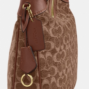 Coach Ella Shoulder Bag In Signature Chenille - Gold/Light Khaki/Vintage Brown - Image 9