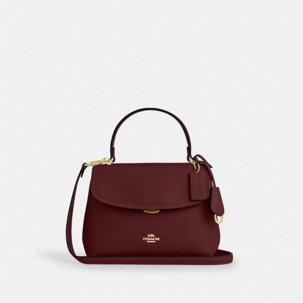 Coach Emory Top Handle Bag - Gold/Maroon